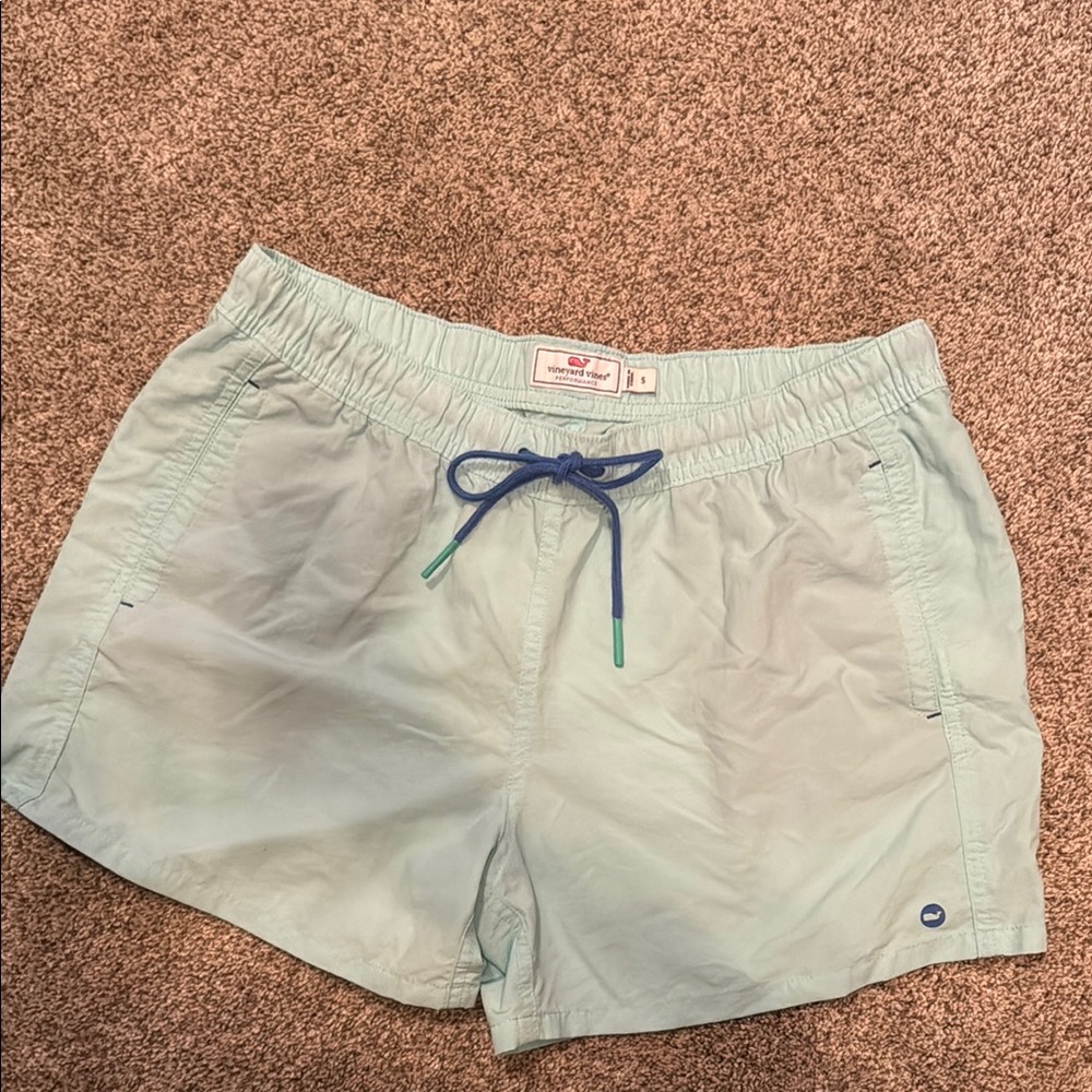 Light Blue Swim Shorts with Drawstring
